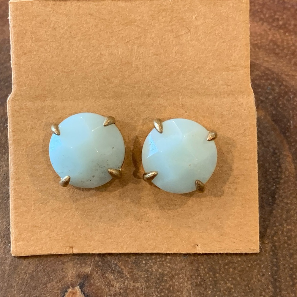 Faux Opal & Gold Large Stud Earrings